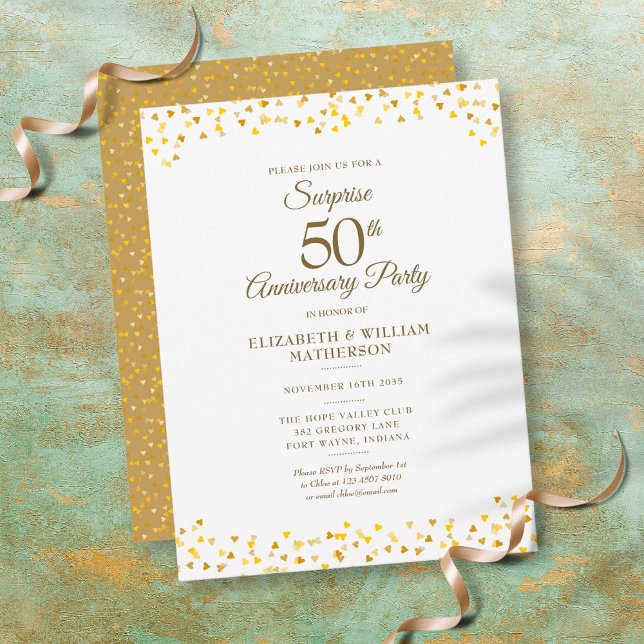 Surprise Party 50th Golden Anniversary Confetti Postcard (Creator Uploaded)