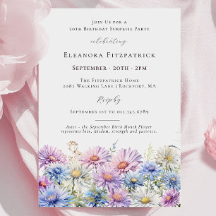SURPRISE PARTY 50th September Birth Month Flower Invitation