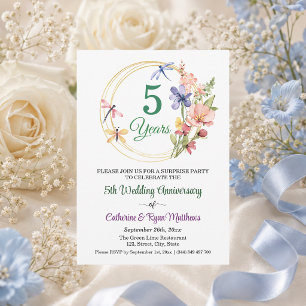 Surprise Party 5th Wedding Anniversary Floral Invitation