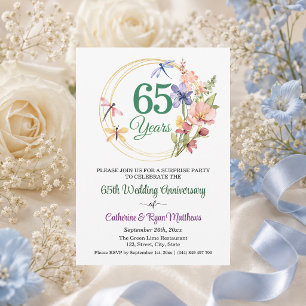 Surprise Party 65th Wedding Anniversary Floral Invitation