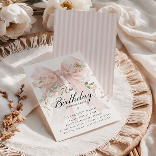 SURPRISE PARTY 70th Birthday Elegant Pink Floral I Invitation
