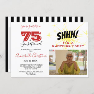 SURPRISE PARTY 75 & SENSATIONAL 75th Birthday Invitation