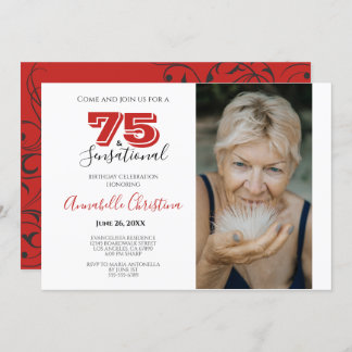 SURPRISE PARTY 75th Birthday 75 & SENSATIONAL Invitation