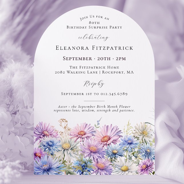 SURPRISE PARTY 80th September Birth Month Flower  Invitation (Creator Uploaded)