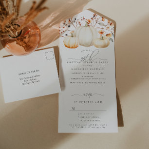 SURPRISE PARTY 95th Birthday Pumpkin Fall Leaves All In One Invitation