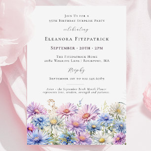 SURPRISE PARTY 95th September Birth Month Flower Invitation