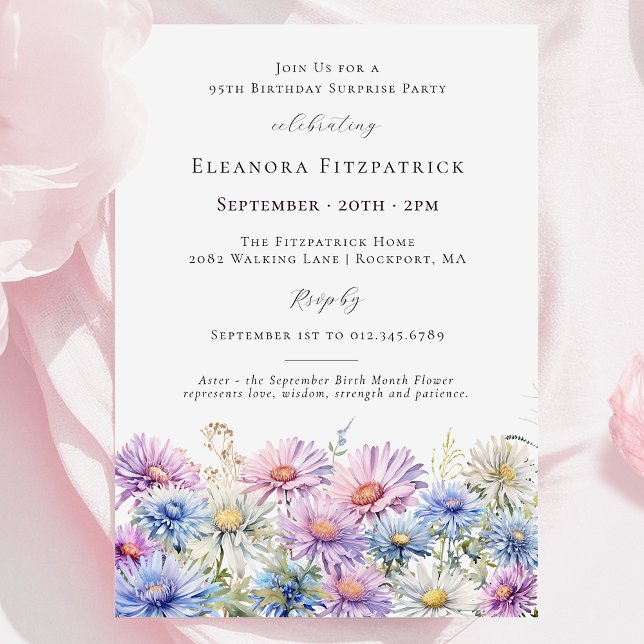 SURPRISE PARTY 95th September Birth Month Flower Invitation (Creator Uploaded)
