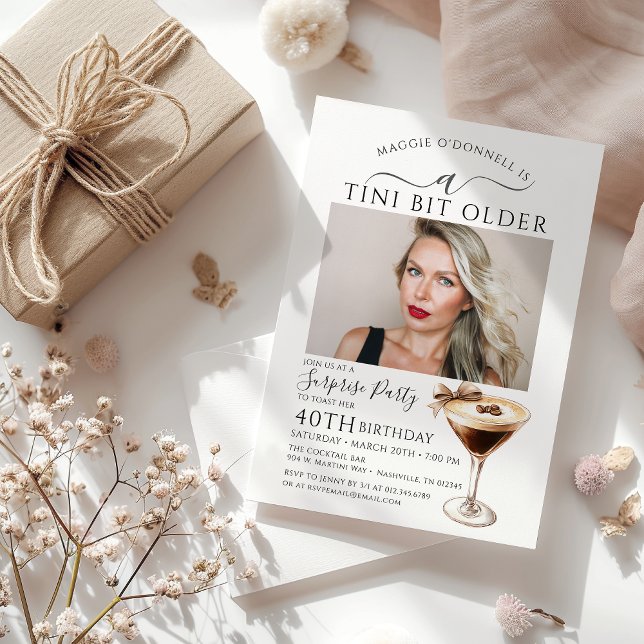 SURPRISE PARTY A Tini Bit Older Martini 40th Invitation (Creator Uploaded)