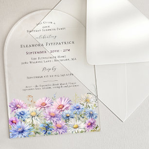 SURPRISE PARTY ARCH 40 September Birth Flower Acrylic Invitations