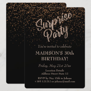 Surprise Party Birthday Gold Glitter Invitation