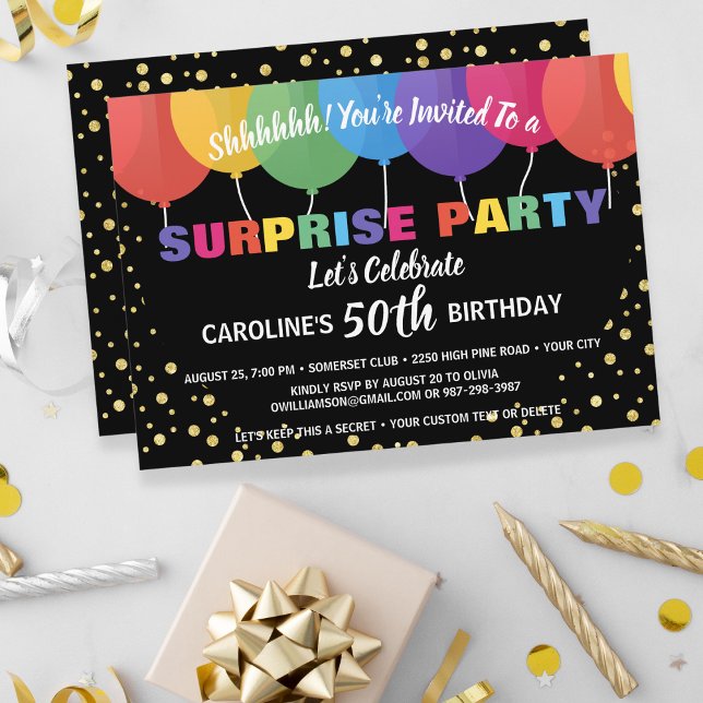 Surprise Party Birthday Invitation Fun Balloons (Creator Uploaded)