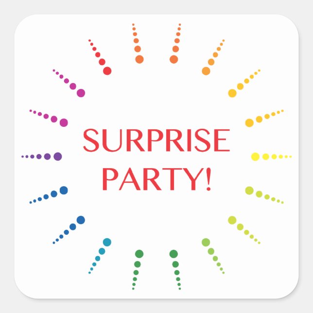 surprise party burst invitations square sticker (Front)