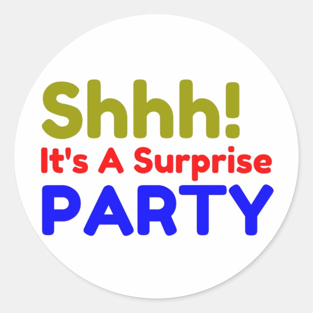 SURPRISE PARTY CLASSIC ROUND STICKER (Front)
