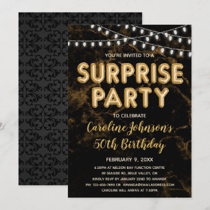 Surprise Party Gold Balloon Birthday Invitations