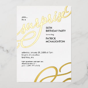 Surprise Party Gold Foil Invitation
