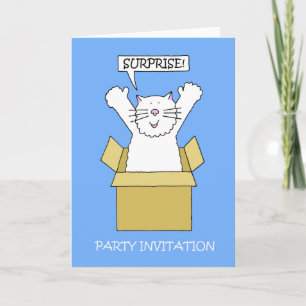 Surprise Party Invitation Cartoon Cat in a Box
