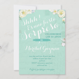 Surprise party invites for female birthday Spanish