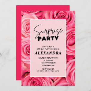 Surprise party Pink Floral 54th birthday Invitation
