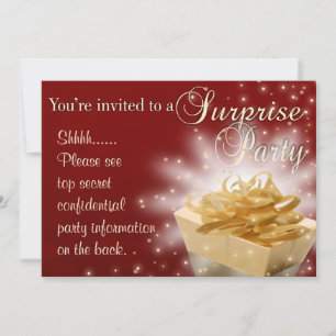 Surprise Party Red and Gold Invitation