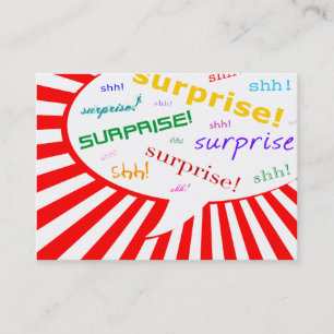surprise party talking bubble business card