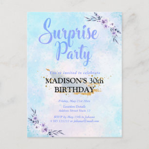 Surprise Party Watercolor Pastel Postcard