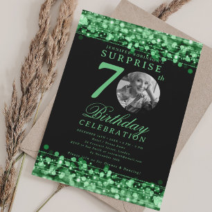 SURPRISE Photo 70th Birthday Party Green Lights Invitation