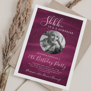 SURPRISE Photo 70th Birthday Party Pink Glam  Invitation