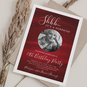 SURPRISE Photo 70th Birthday Party Red Glam Invitation