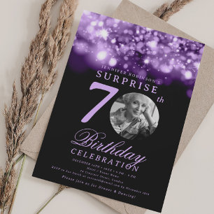 SURPRISE Photo 70th Birthday Purple Midnight  Invitation