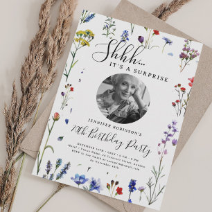 SURPRISE Photo 70th Birthday Wildflower Garden Invitation