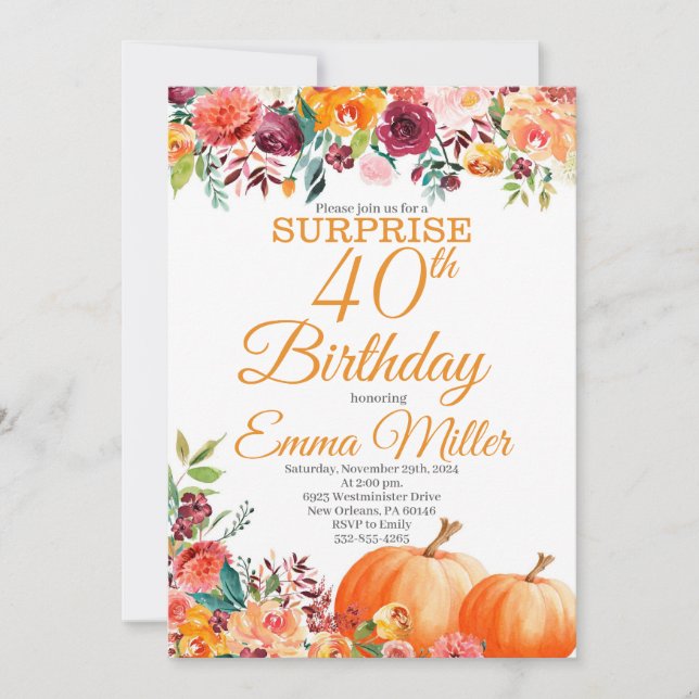 Surprise Pumpkins Fall Birthday Invitation (Front)