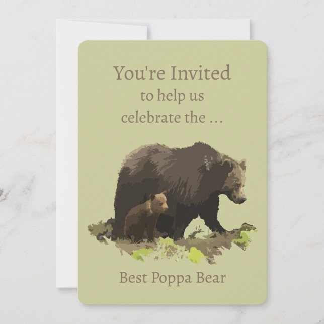 Surprise Retirement Best Poppa Ever Fun Bear Invitation (Front)