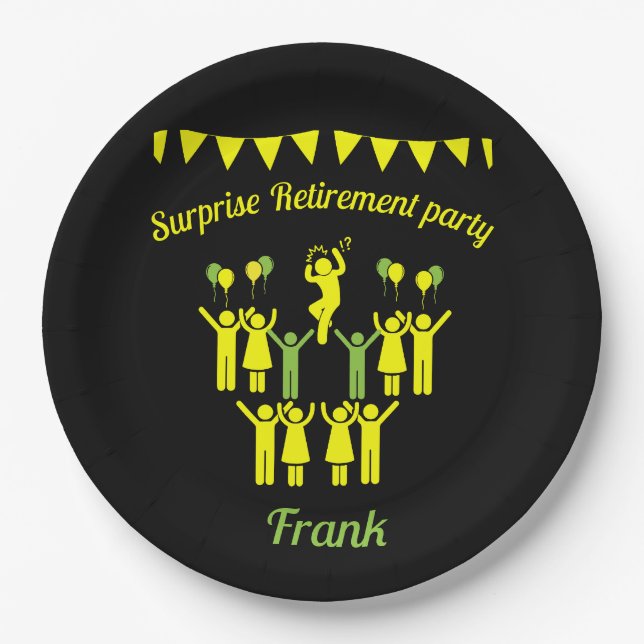 Surprise Retirement Parties Paper Plate (Front)