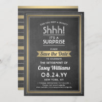Surprise Retirement Party Chalkboard Black & Gold