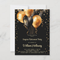 Surprise Retirement Party Gold Black Balloons 