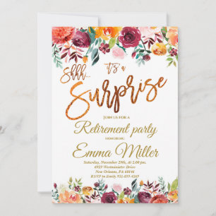 Surprise Retirement Party, Gold Retirement Invitation