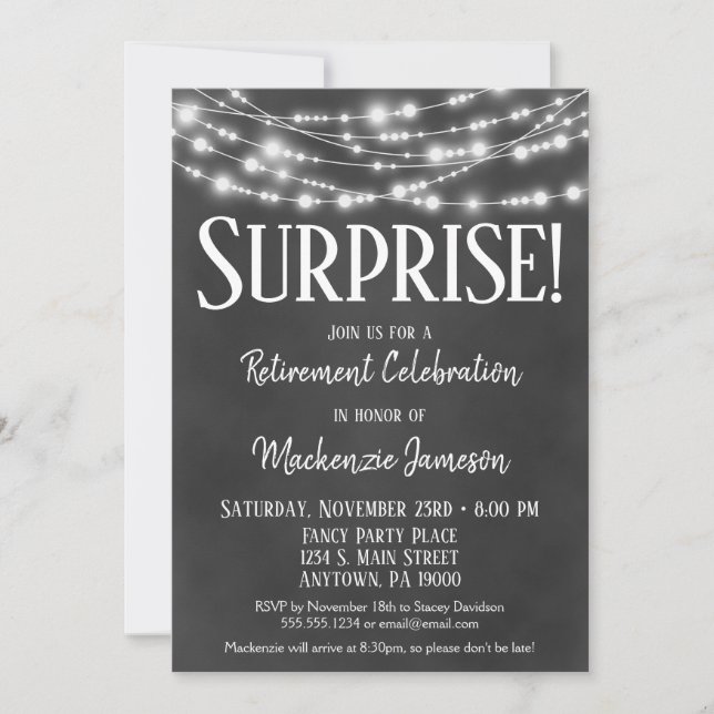 Surprise Retirement Party Invitation Chalkboard (Front)