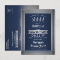 Surprise Retirement Party Navy Blue Save the Date