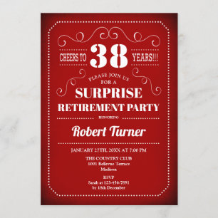Surprise Retirement Party - Red & White Invitation