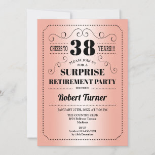 Surprise Retirement Party - Rose Gold Black Invitation