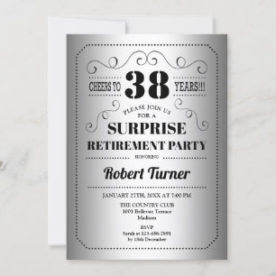 Surprise Retirement Party - Silver Black Invitation