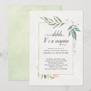 Surprise Retirement Party Watercolor Floral Invitation