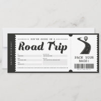 Surprise Road Trip Ticket Gift Voucher Certificate