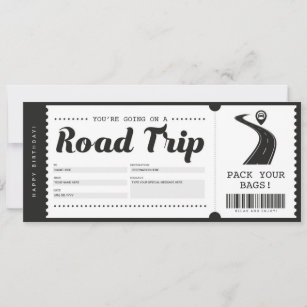 Surprise Road Trip Ticket Gift Voucher Certificate Invitation