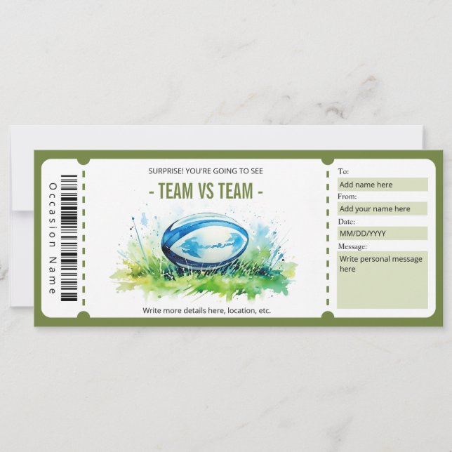 Surprise Rugby Game Ticket Template (Front)