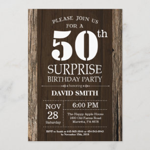 Surprise Rustic 50th Birthday Invitation Vintage
