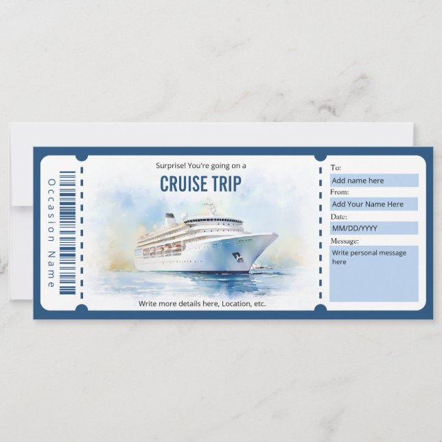 Surprise Ship Cruise Ticket Template (Front)