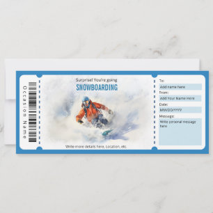 Surprise Snowboarding Ticket Voucher Template