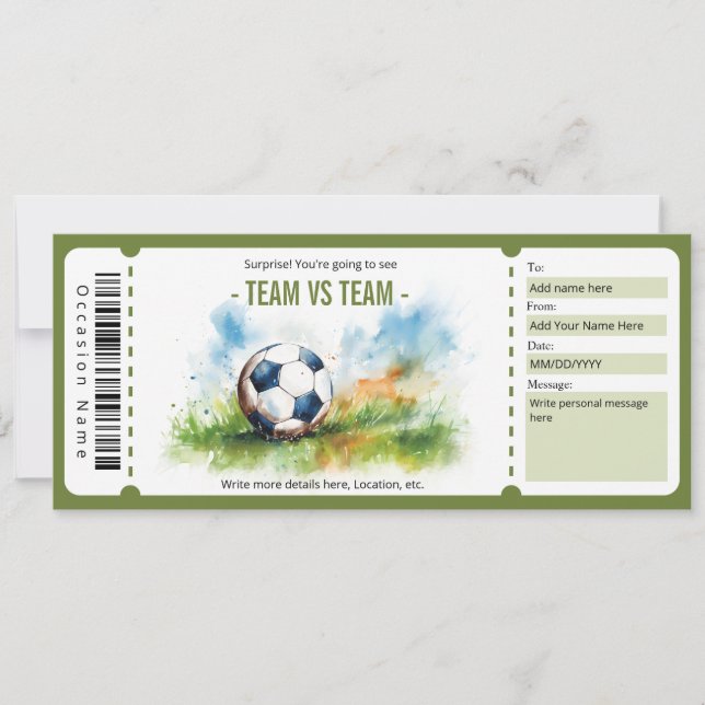 Surprise Soccer Game Gift Voucher Invitation (Front)