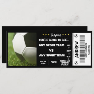 SURPRISE SOCCER GIFT TICKET INVITATION